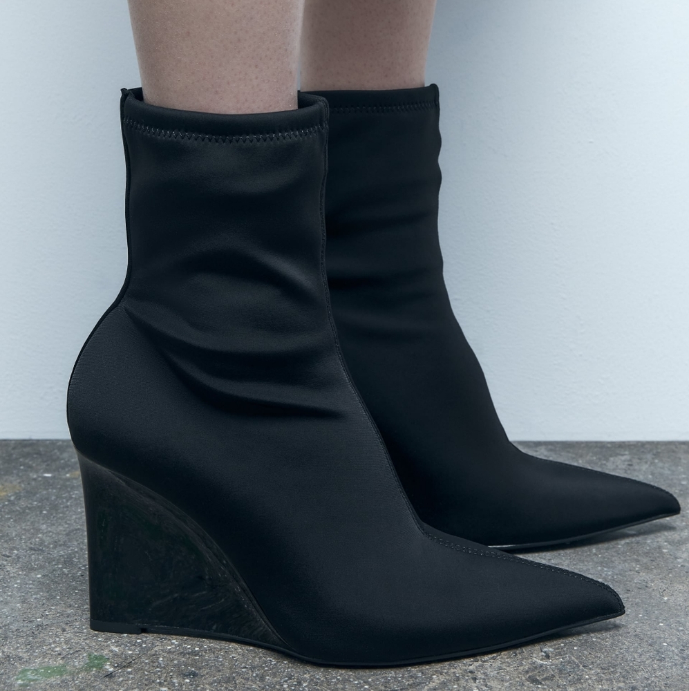 Zara Stretch wedge ankle boots